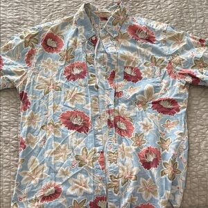 J. Crew Floral Casual Shirt in Light Blue and Red